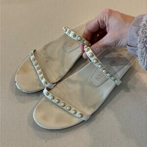 stuart weitzman ameliese pearl slides sandals size 7.5